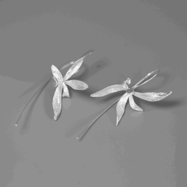 Abstract Orchid Silver Earrings - Jewelry de Corner