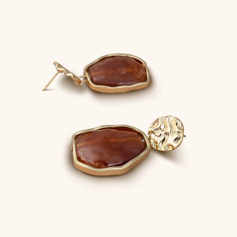 Golden Amber Drop Earrings - 18K Gold Plated - Jewelry de Corner