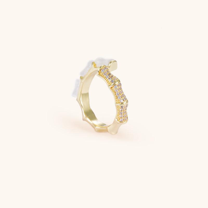 Jade Bamboo Ring - 18K Gold Plated - Jewelry de Corner