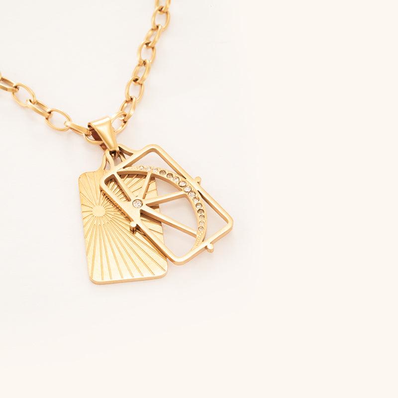Sun Moon Temple Necklace - 18K Gold Plated - Jewelry de Corner