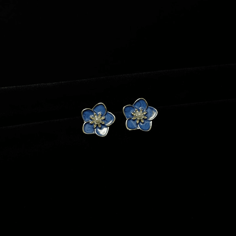 Vintage Blue Flower Earrings - Jewelry de Corner