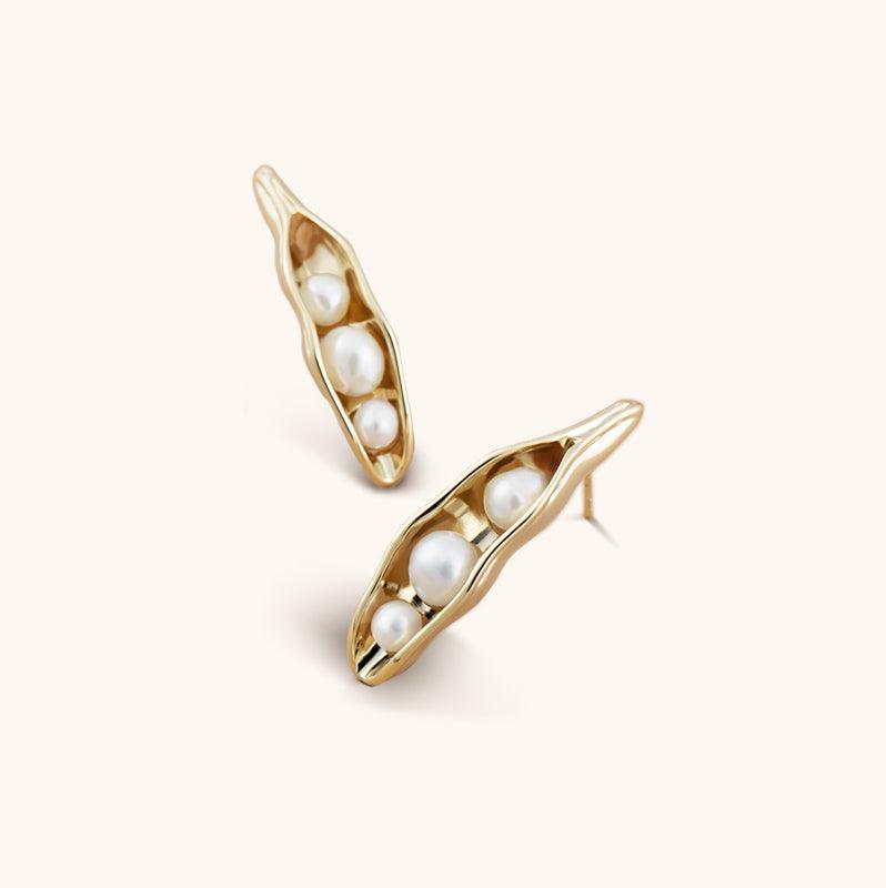 Watercress Pearl Drop Earrings - 18K Gold Plated - Jewelry de Corner