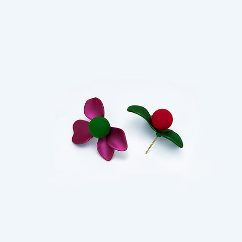 Dual-Tone Asymmetrical Petal Earrings