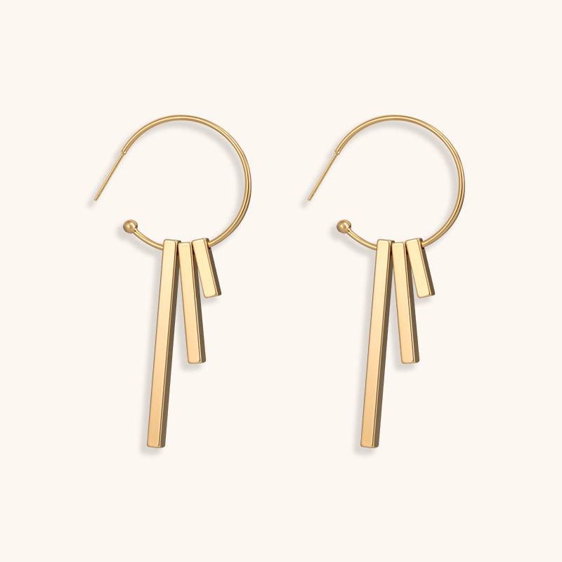 Bar Chimes hoop earrings, 18K gold plated, front view