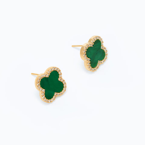 Boucle d'oreille clover à quatre feuilles chanceux