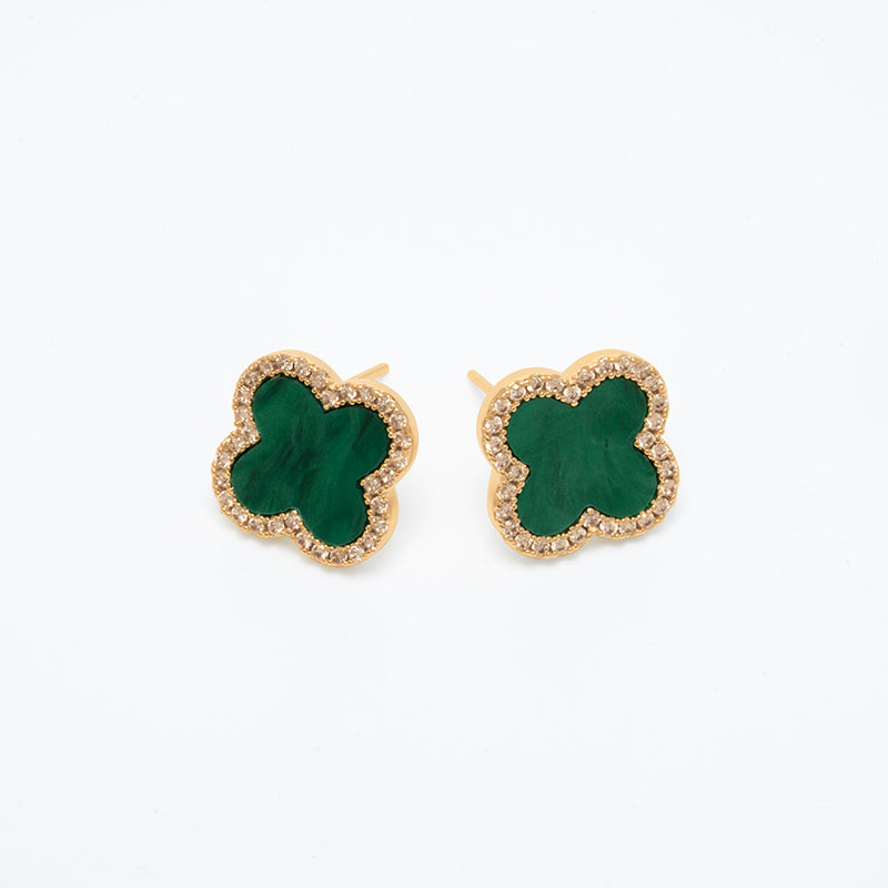 Boucle d'oreille clover à quatre feuilles chanceux