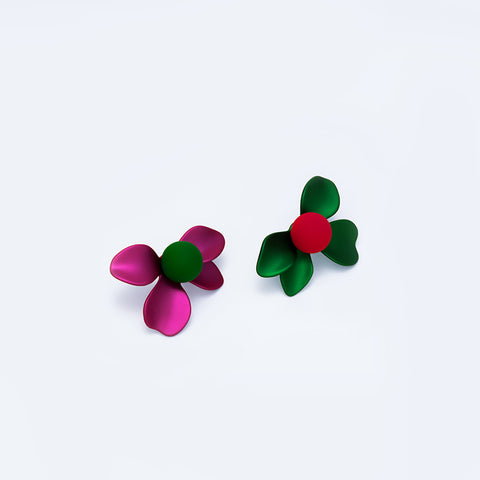 Dual-Tone Asymmetrical Petal Earrings