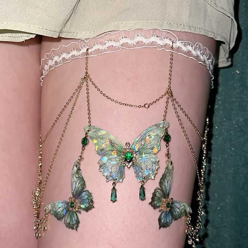 Handmade Butterfly Epoxy Leg Necklace Body Chain - Jewelry de Corner