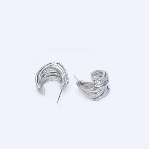 Boucles d'oreilles enveloppées de fil multicouche en forme de C