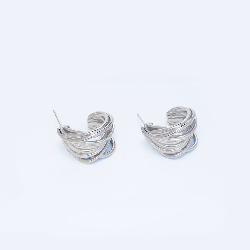 Boucles d'oreilles enveloppées de fil multicouche en forme de C