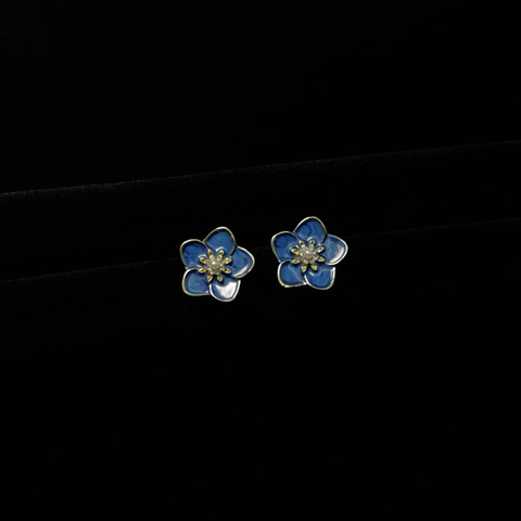 Vintage Blaue Blumen Ohrringe