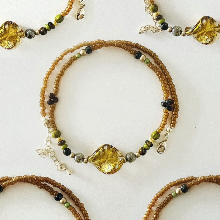 Collar vintage de cuentas checas de ámbar