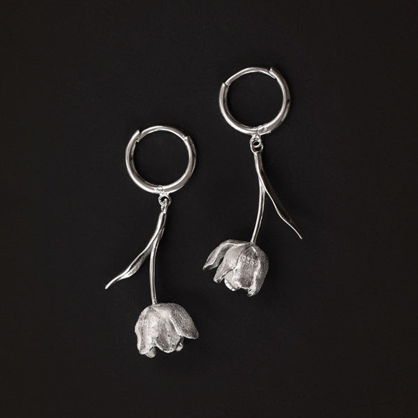 Abstract Tulip Silver Earrings - Jewelry de Corner