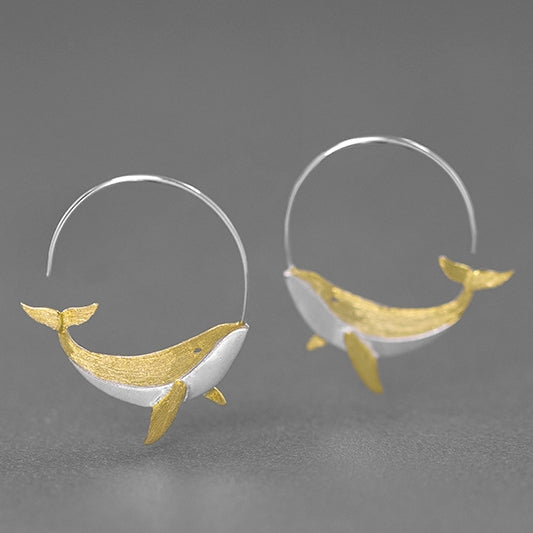 Fun Whale Silver Earrings