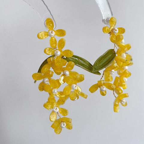 Spring Summer Dopamine Series Yellow Osmanthus Earrings - Jewelry de Corner