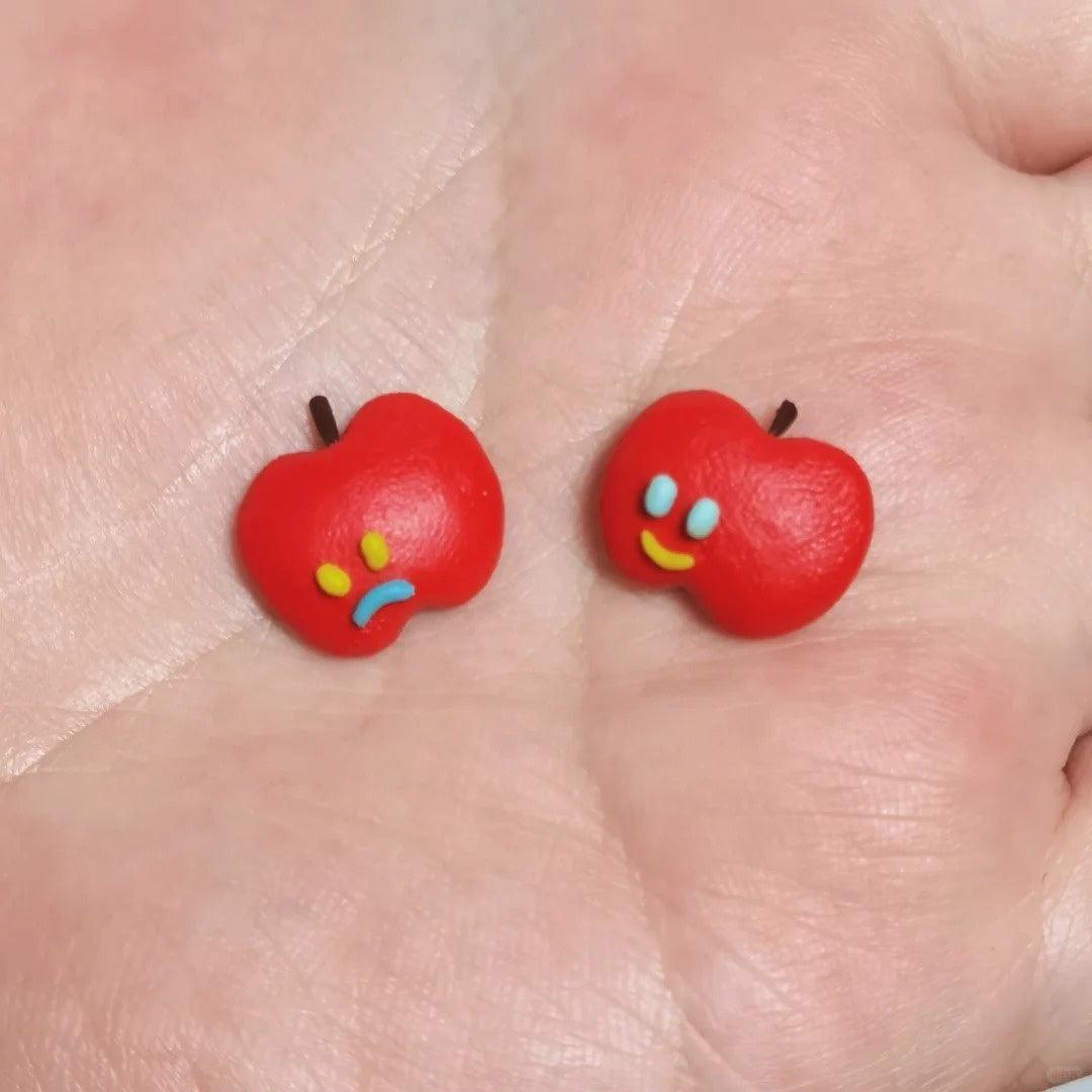 Happy And Sad Apple Handmade Emoji Earrings - Jewelry de Corner