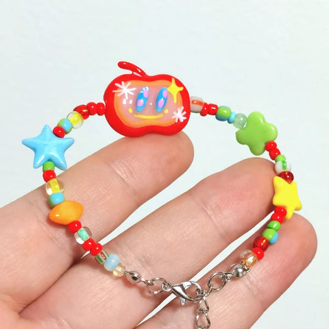 Handmade Apple-Themed Cute Dopamine Bracelet