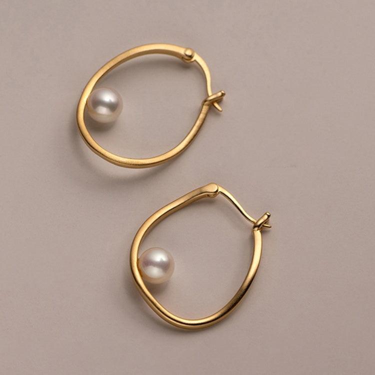 Pearl Hoop Simple Earrings - Jewelry de Corner