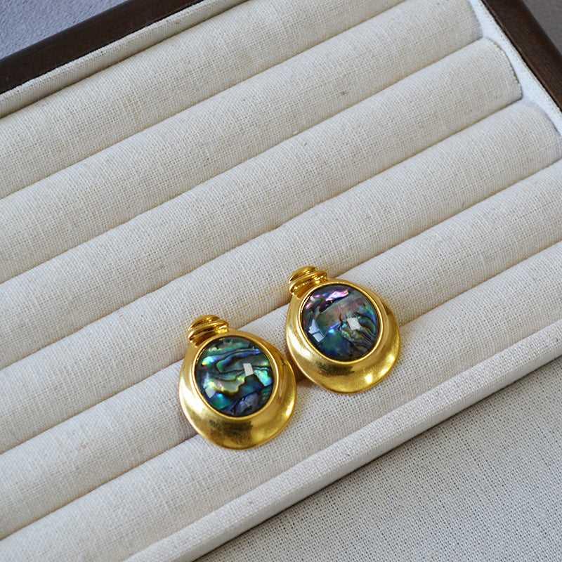 Gold-Plated Brass Irregular Round Colorful Earrings - Jewelry de Corner