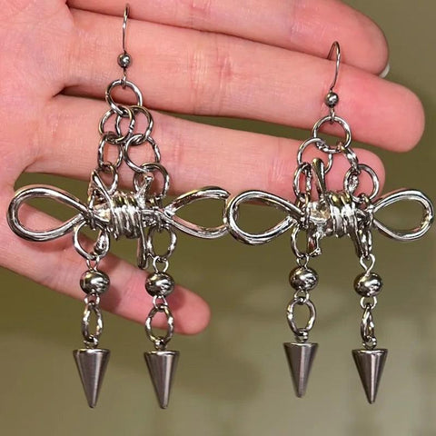 Punk Bow Metal Rivet Earrings - Jewelry de Corner