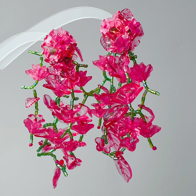 Spring Summer Dopamine Series Pink Camellia Earrings