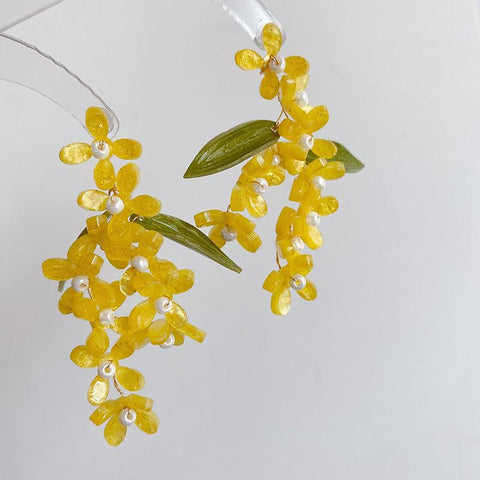 Spring Summer Dopamine Series Yellow Osmanthus Earrings - Jewelry de Corner