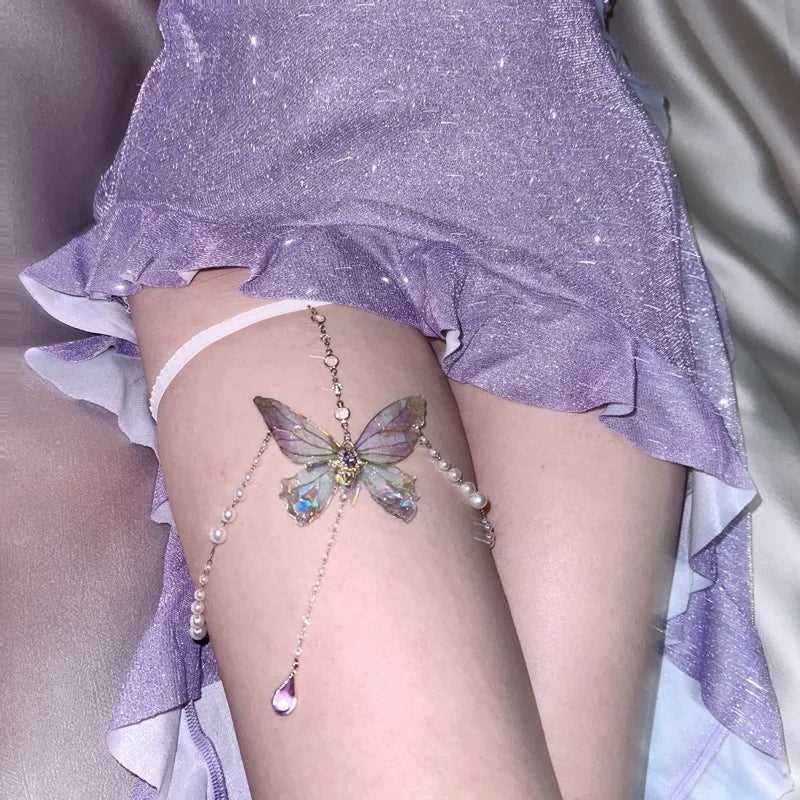 Handmade Butterfly Epoxy Leg Necklace Body Chain - Jewelry de Corner