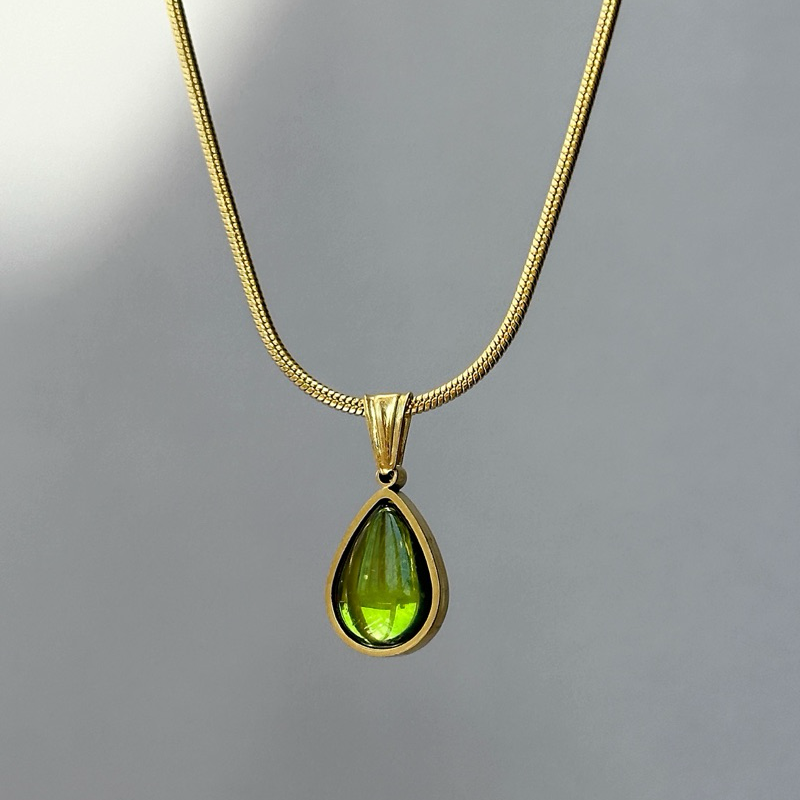 Vintage Green Tear Necklace