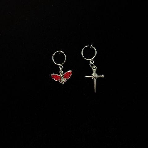 Vintage Asymmetrical Insect Cross Earrings