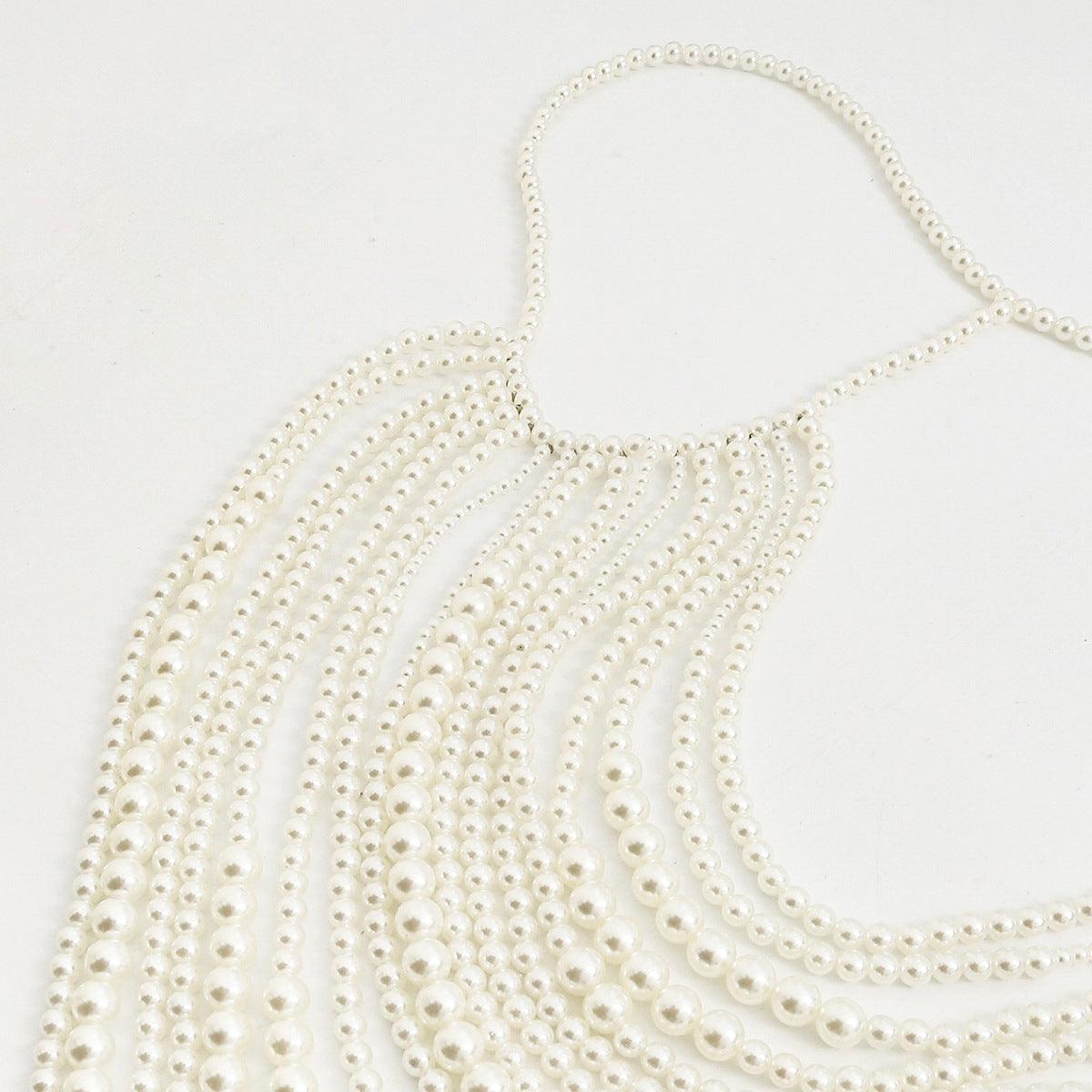 Multi-Layer Anti-Pearl Beach Chain Braided Pearl Stacking Body Chain - Jewelry de Corner