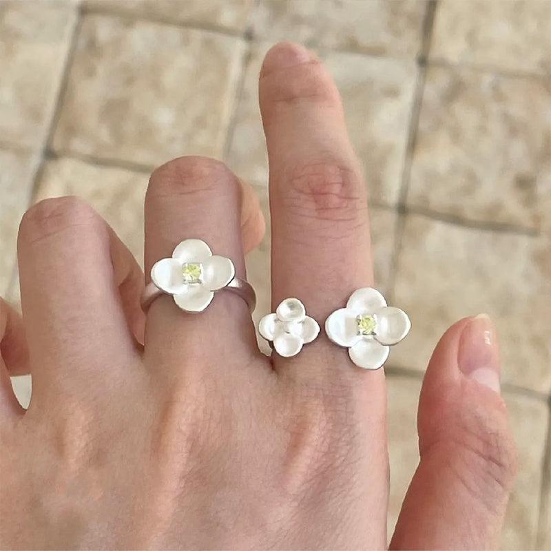 Flower Ring S925 Silver Stacking Open Ring - Jewelry de Corner