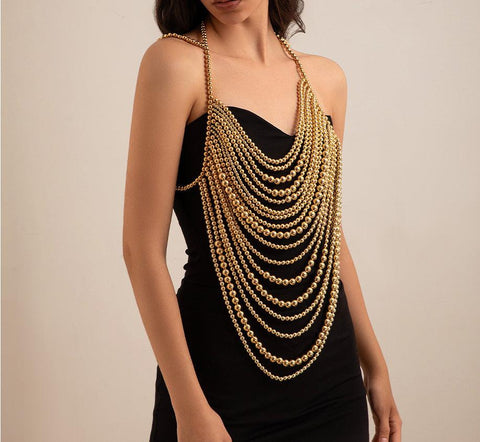 Multi-Layer Anti-Pearl Beach Chain Braided Pearl Stacking Body Chain - Jewelry de Corner