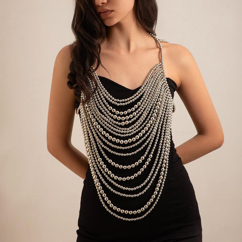 Multi-Layer Anti-Pearl Beach Chain Braided Pearl Stacking Body Chain - Jewelry de Corner