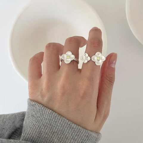 Flower Ring S925 Silver Stacking Open Ring - Jewelry de Corner