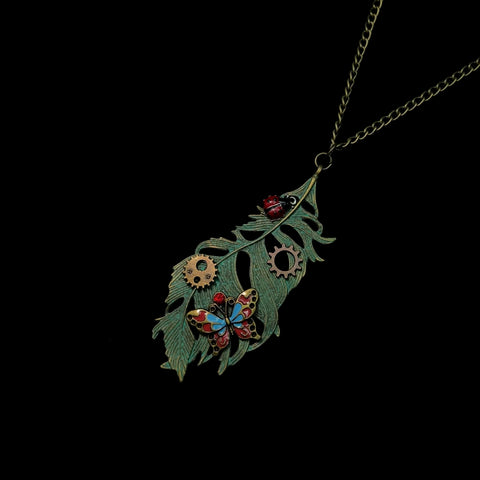 Collier Papillon en Feuille Vintage