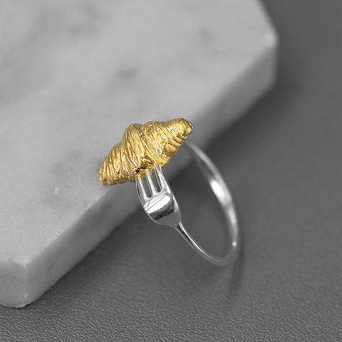 Funny Bread and Fork Silver Ring - Jewelry de Corner