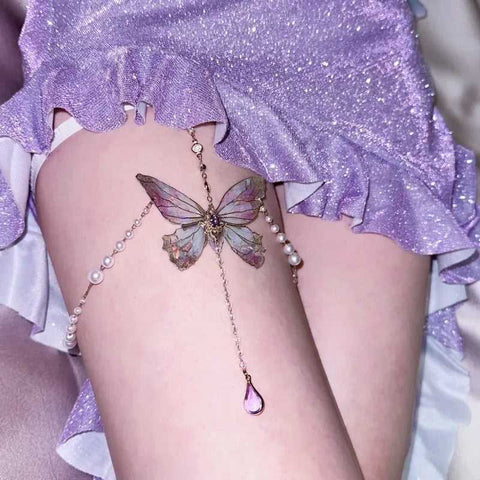 Handmade Butterfly Epoxy Leg Necklace Body Chain - Jewelry de Corner