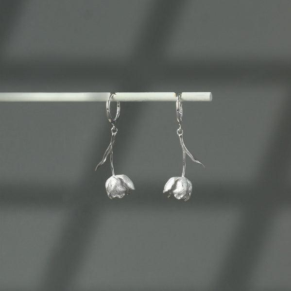 Abstract Tulip Silver Earrings - Jewelry de Corner