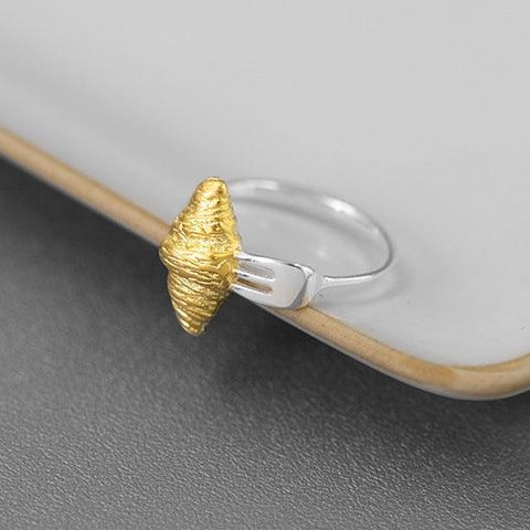 Funny Bread and Fork Silver Ring - Jewelry de Corner