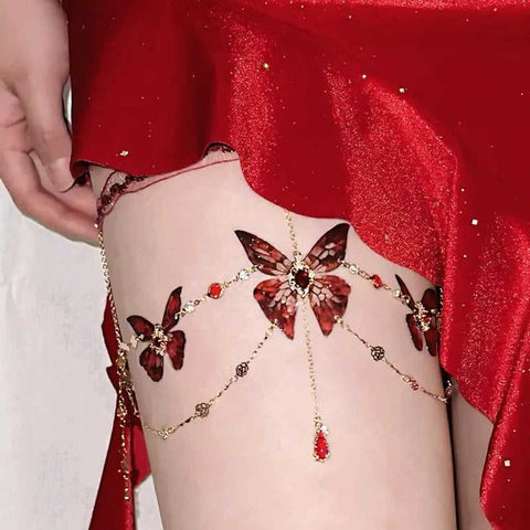 Handmade Butterfly Epoxy Leg Necklace Body Chain - Jewelry de Corner