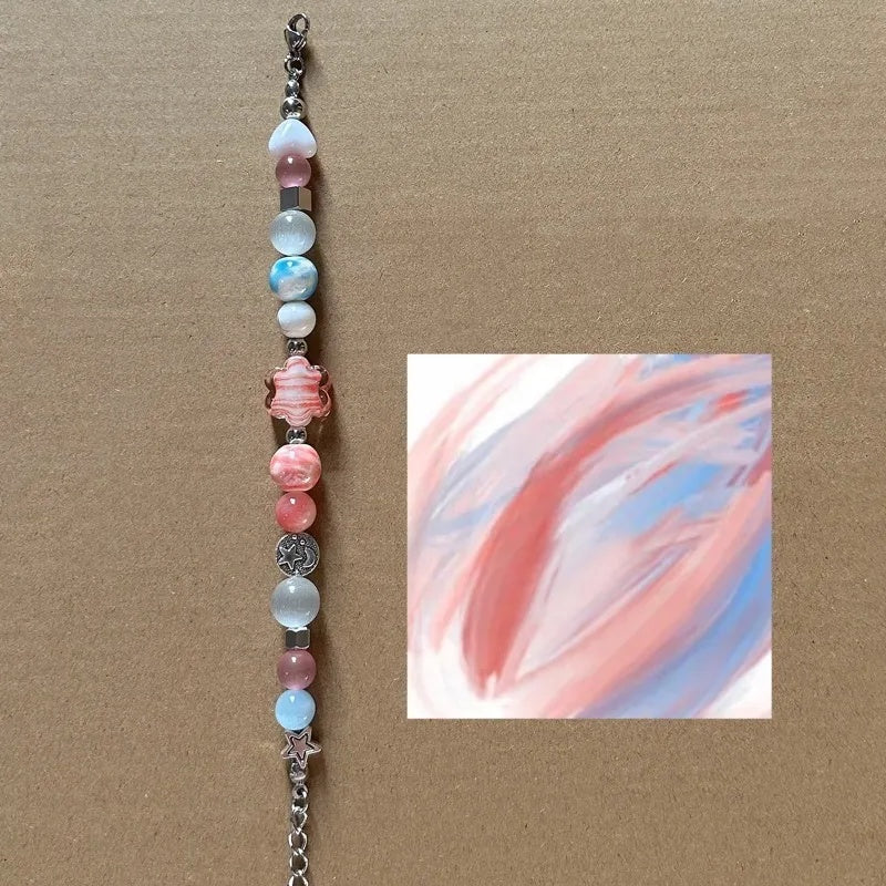 Pink Blue Abstract Geometric Bracelet - Jewelry de Corner