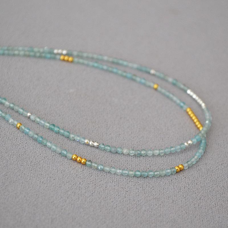 Simple Sea Blue Beaded Thin Necklace Clavicle Chain - Jewelry de Corner