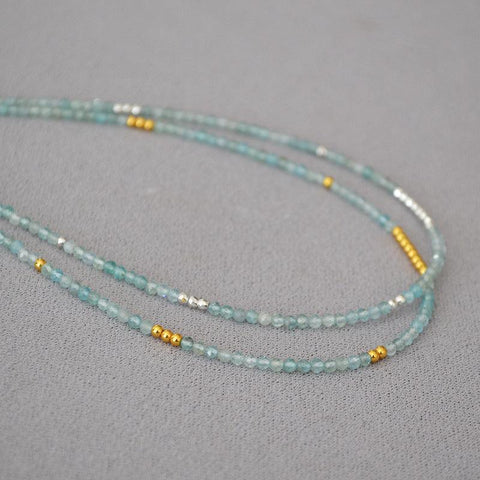 Simple Sea Blue Beaded Thin Necklace Clavicle Chain - Jewelry de Corner