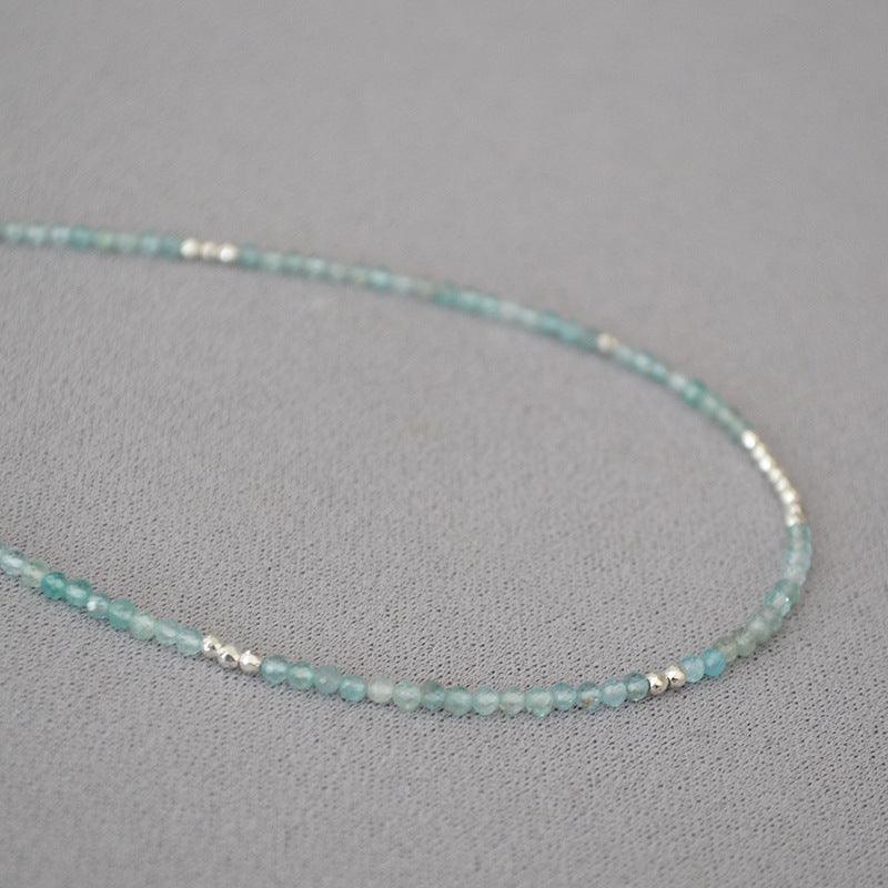 Simple Sea Blue Beaded Thin Necklace Clavicle Chain - Jewelry de Corner