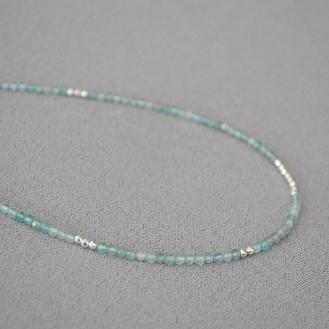 Simple Sea Blue Beaded Thin Necklace Clavicle Chain - Jewelry de Corner