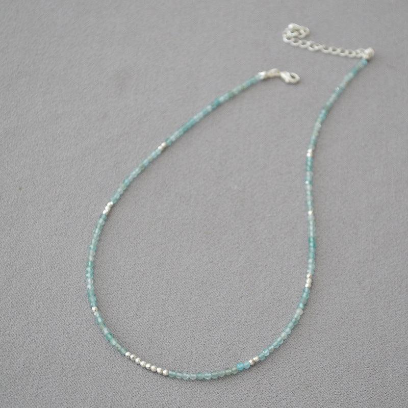 Simple Sea Blue Beaded Thin Necklace Clavicle Chain - Jewelry de Corner