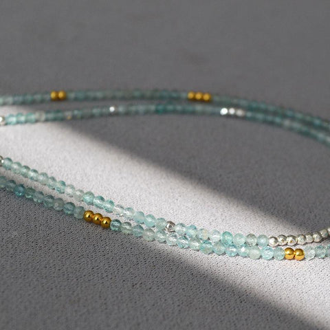 Simple Sea Blue Beaded Thin Necklace Clavicle Chain - Jewelry de Corner