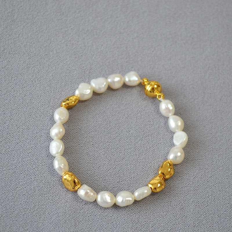 Irregular Baroque Pearl Brass Gold Plated Bead Necklace - Jewelry de Corner