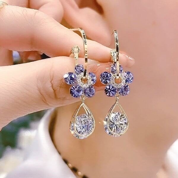 Flower Crystal Earrings - Jewelry de Corner