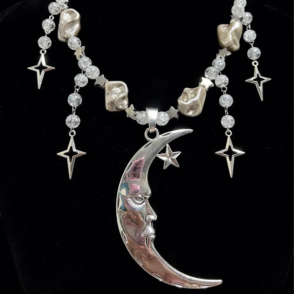 Starry Moon Metal Punk Necklace - Jewelry de Corner